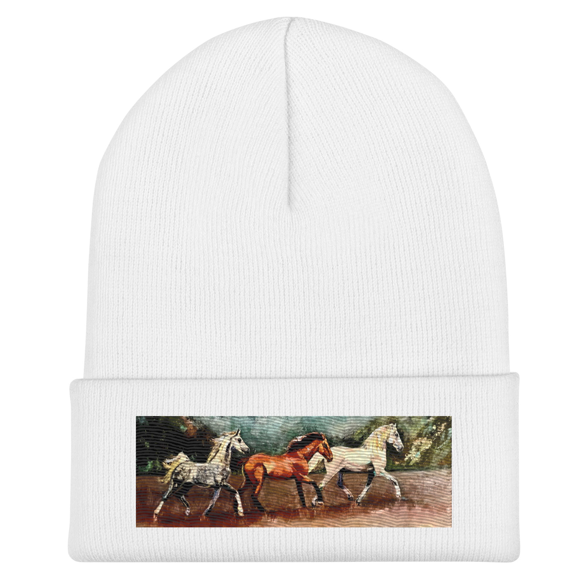 Tranquil Horizon Walk Cuffed Beanie - White image