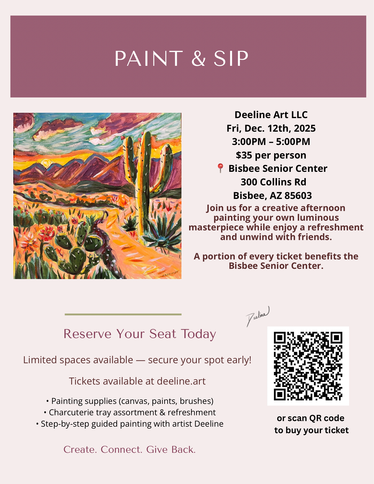 Paint and sip Bisbee Community Center 12-12-25