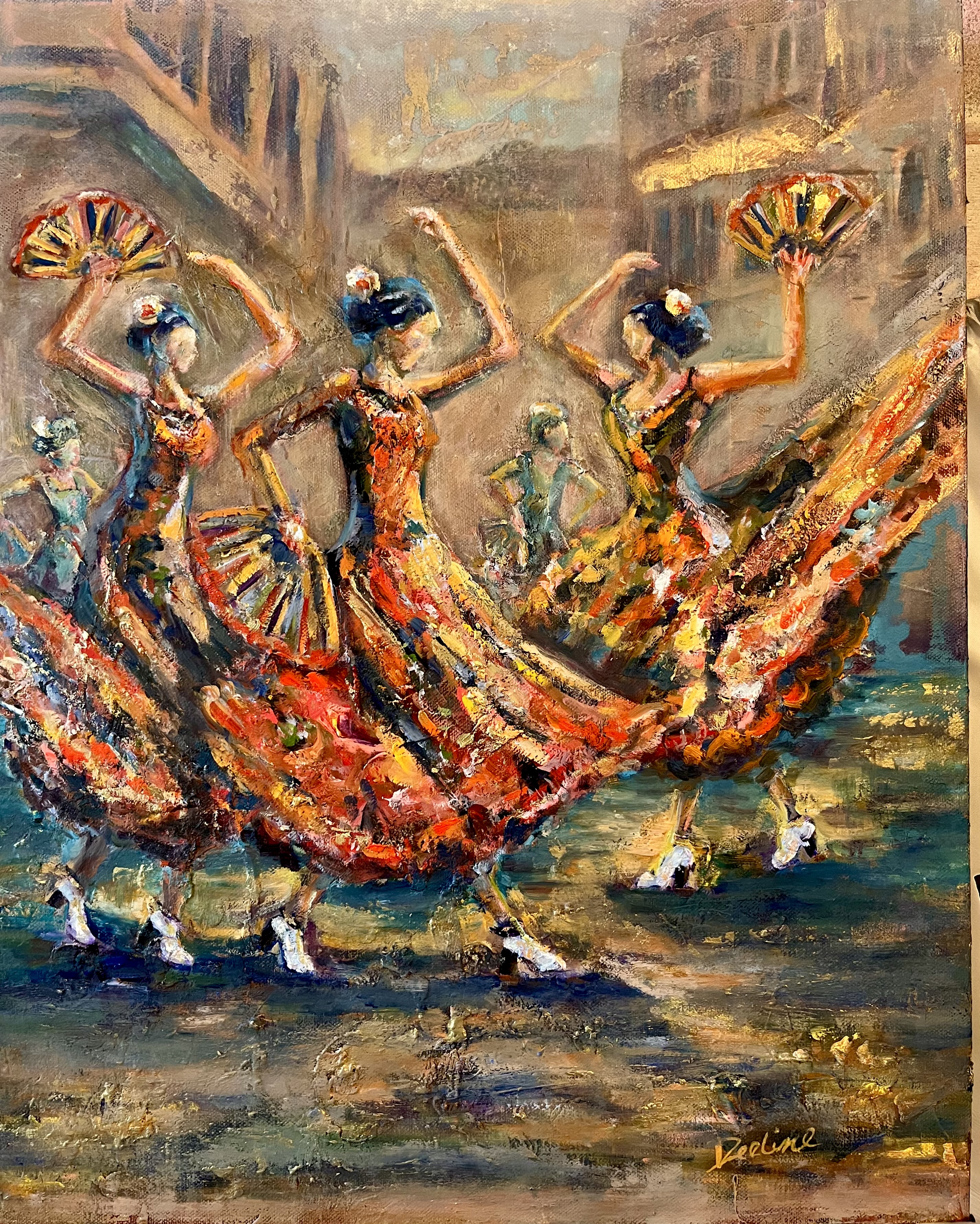 Folklorico - Vibrant painting capturing cultural dance, 20x16 inches
