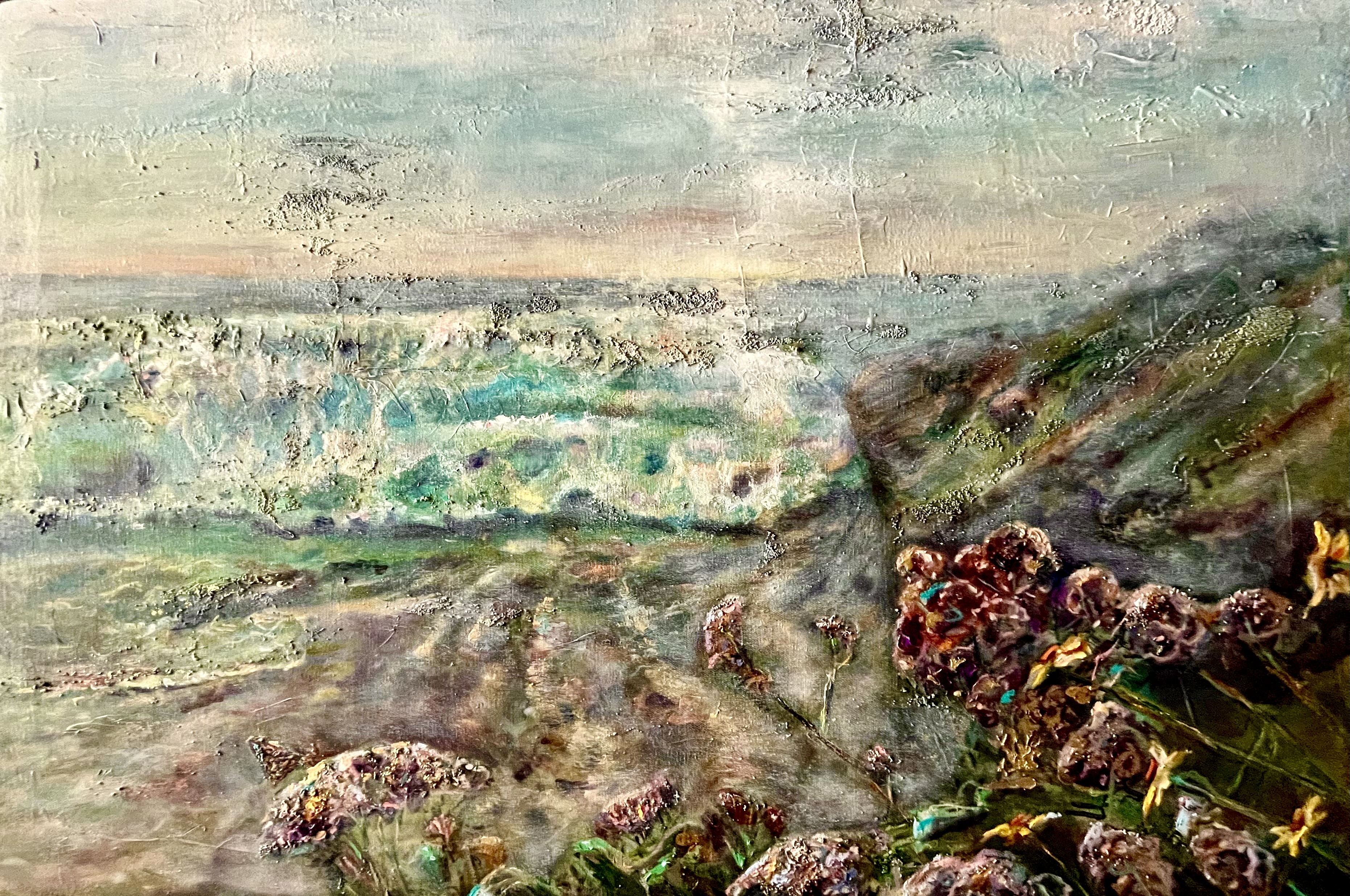 Painting 9: Daybreak's Misful Wave Embrace